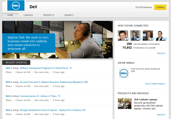 Новое оформление брендовых страниц в LinkedIn