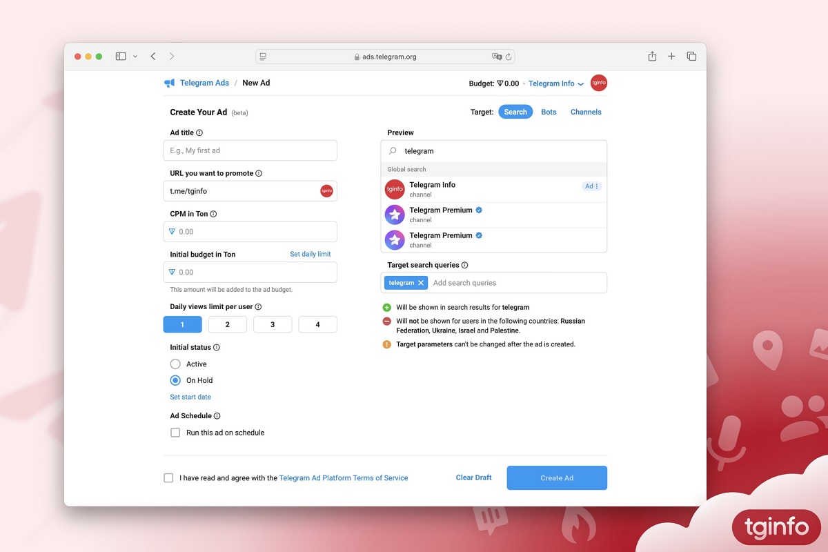 В глобальном поиске Telegram появилась реклама каналов и ботов