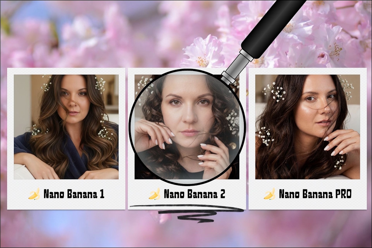 Весенние промпты для фото: сравниваем генерации в Nano Banana 1, 2 и PRO