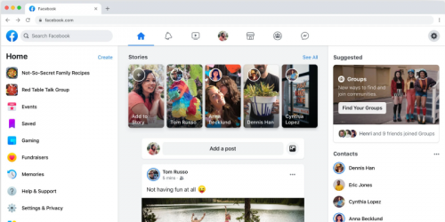 Facebook представил новый дизайн и темную тему
