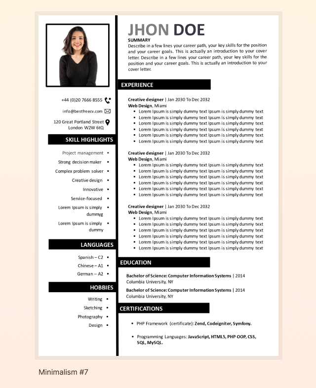 Шаблон резюме