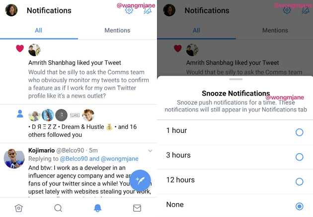Twitter тестирует паузу для уведомлений Twitter тестирует функцию «Пауза», которая позволит на некоторое время отключить оповещение для уведомлений.