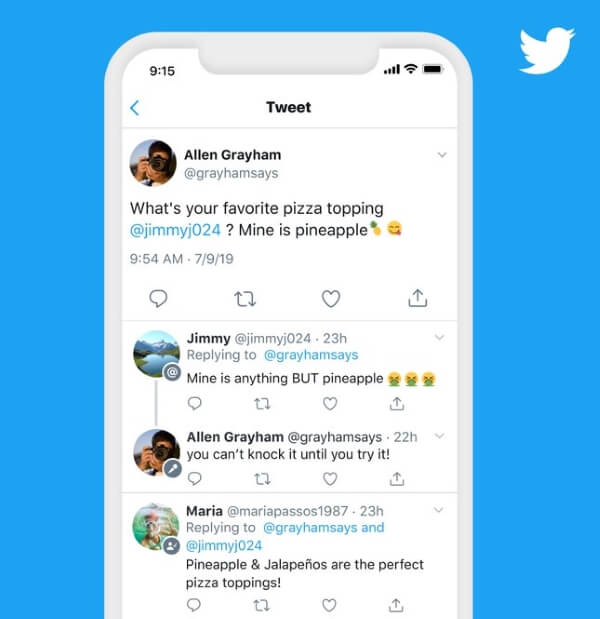 Twitter тестирует значки в цепочке беседы Twitter тестирует значки для отслеживания диалогов