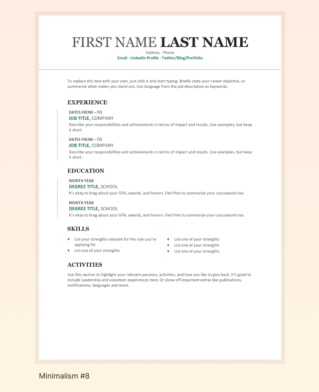 Шаблон резюме