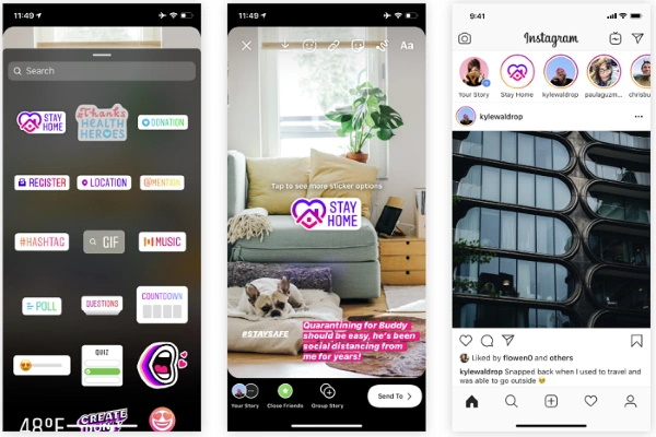 Instagram запустил новый стикер «Stay Home» (Оставайся дома) для Историй
