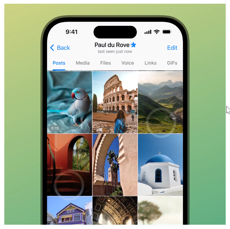 Истории в профиле Telegram 