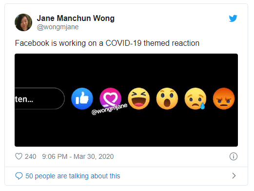 Новая эмодзи-реакция на тему COVID-19 в Facebook Новая эмодзи-реакция на тему COVID-19 в Facebook