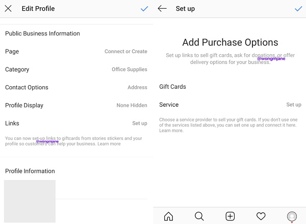Instagram тестирует опцию для продвижения подарочных карт в бизнес-профилях