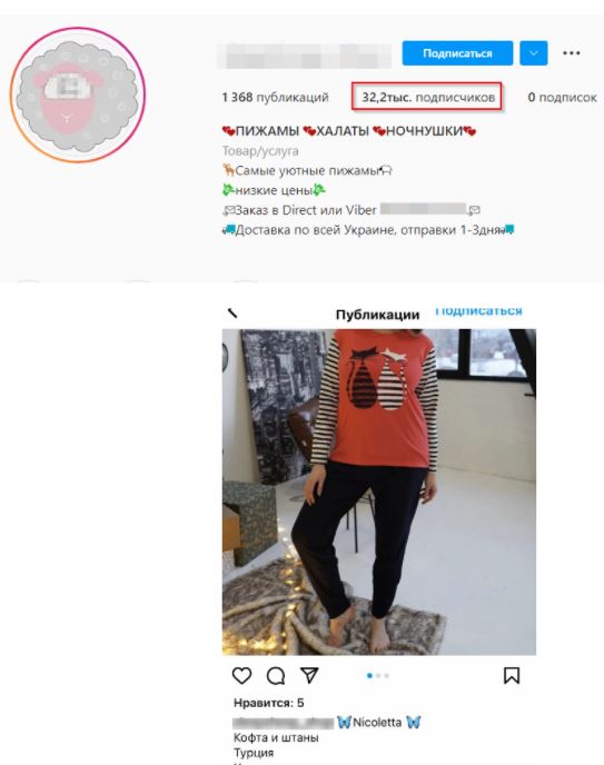 Пример профиля с накрученными подписками