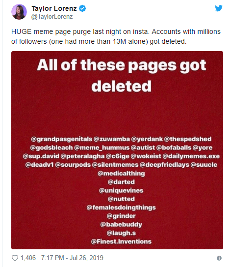 Instagram удалил популярные страницы, на которых были мемы