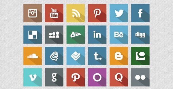 Long Shadow Flat Social Media Icons Long Shadow Flat Social Media Icons