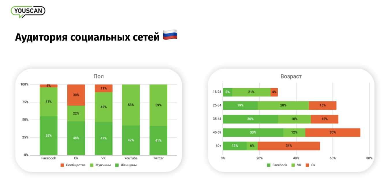 Аудитория социальных сетей в России
