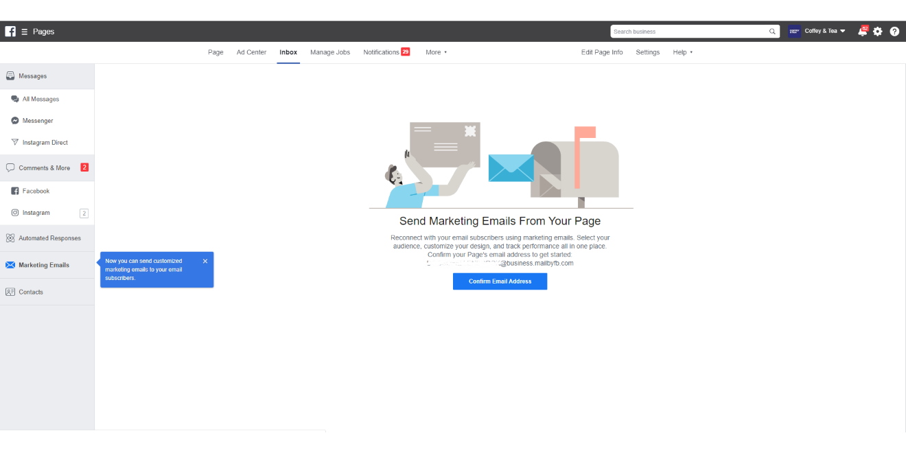 Facebook тестирует сервис email-рассылок для малого бизнеса Facebook тестирует сервис email-рассылок для малого бизнеса