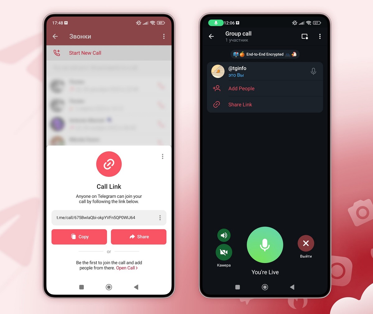 Групповые звонки в Телеграм Групповые звонки в Телеграм