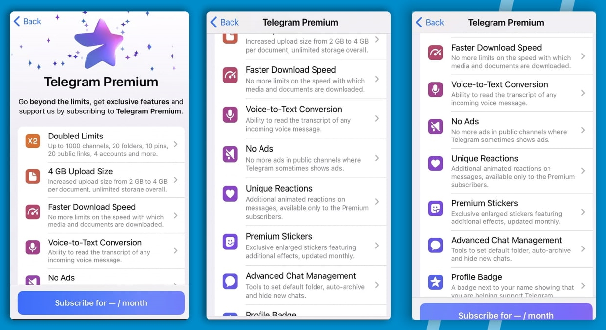Что будет содержать подписка Telegram Premium Что будет содержать подписка Telegram Premium