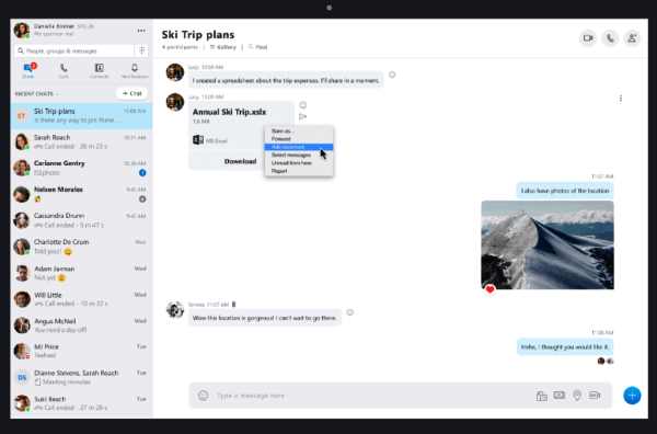 В Skype появились закладки пользователи смогут добавлять сообщения (тексты, фото или видео) в закладки
