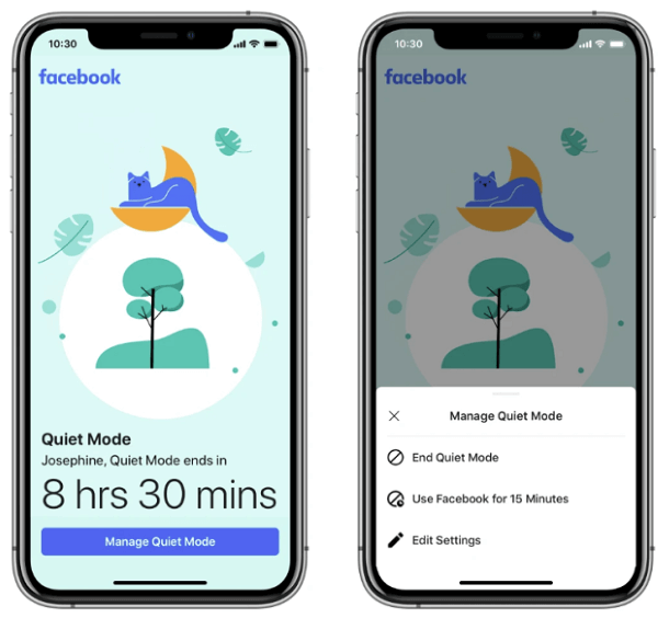 Facebook запустил в приложении тихий режим Facebook обновил в приложении раздел «Your Time on Facebook» и добавил тихий режим
