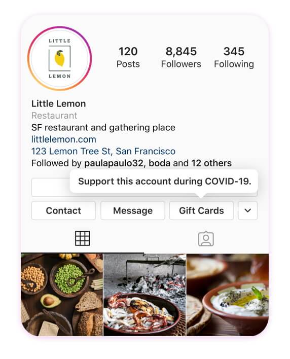 Instagram запустил кнопки и стикеры, с помощью которых пользователи смогут покупать у компаний подарочные карты, заказывать доставку еды или делать пожертвования