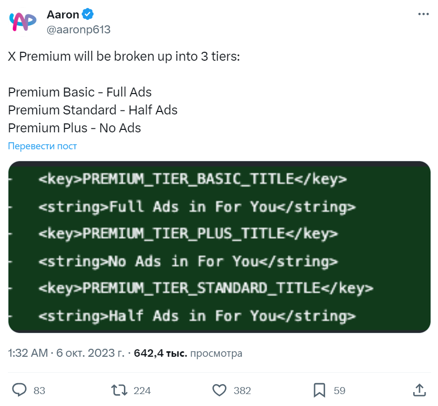 три уровня платной подписки X Premium