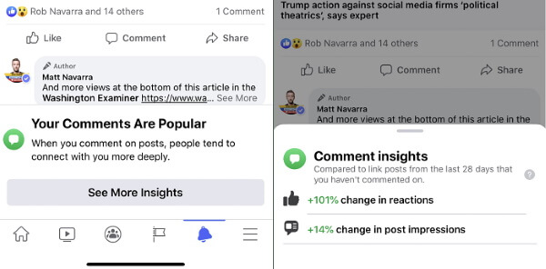Facebook тестирует показ статистики для комментариев к постам