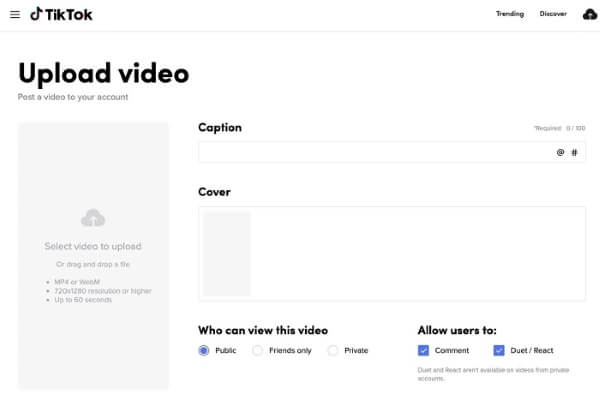 TikTok запускает новую функцию, которая позволит загружать видео через десктопную версию приложения