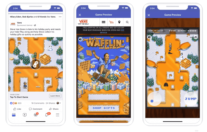 Игры в рекламе Facebook Фейсбук запустил новый интерактивный формат рекламы с играми в мобильной новостной ленте