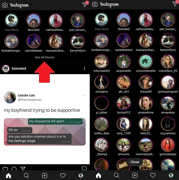 Instagram тестирует показ всех Историй на отдельном экране