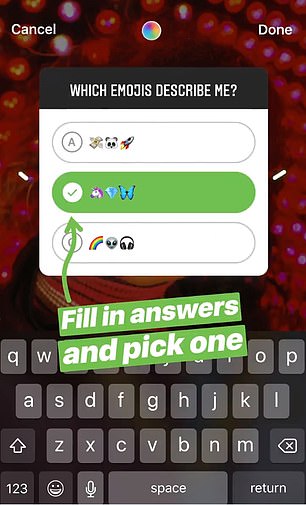Добавление стикера с тестом в «историю» Instagram