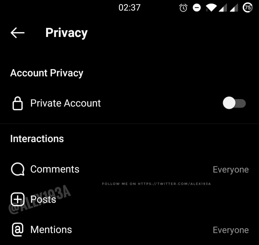 Настройки приватности Настройки приватности