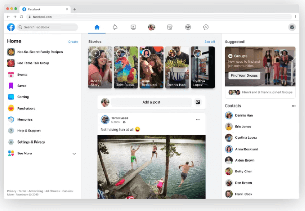 Новый дизайн соцсети Facebook будет запущен до весны 2020 года