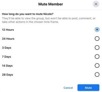 Facebook позволит временно блокировать участников группы на срок до 28 дней Facebook предоставит администраторам групп возможность временно блокировать отдельных участников на срок до 28 дней